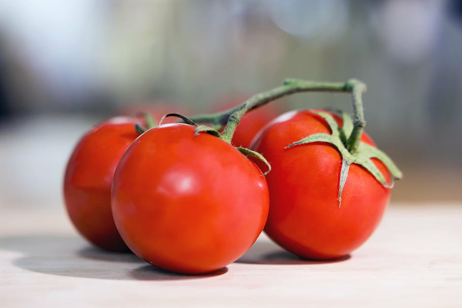 closeup photography of cherry tomatoes, red, vegetables, food, HD wallpaper