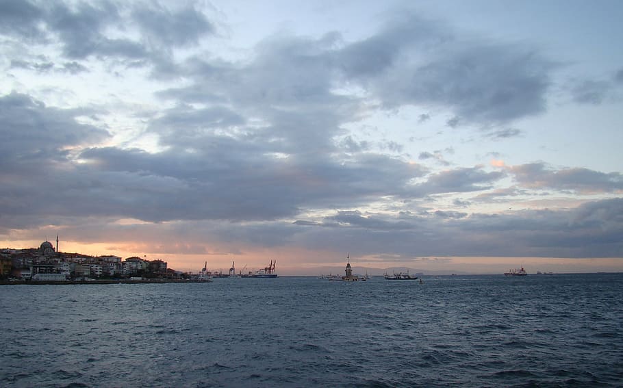 turkey, bosphorus, strait, istanbul, bridge, channel, ship HD wallpaper
