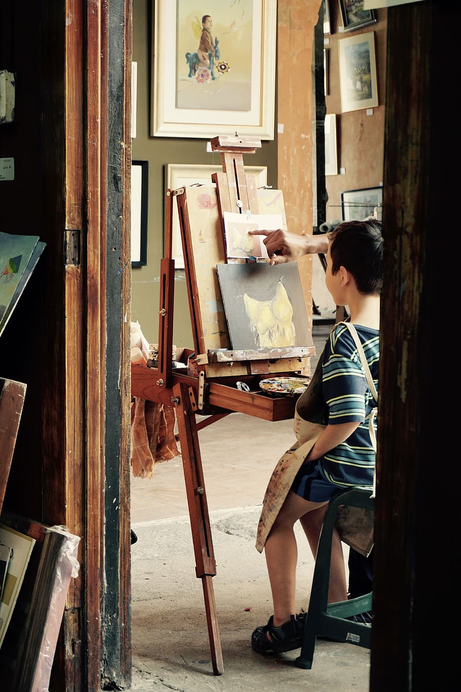 paint, painting class, acrylic, child, kids, still life, easel