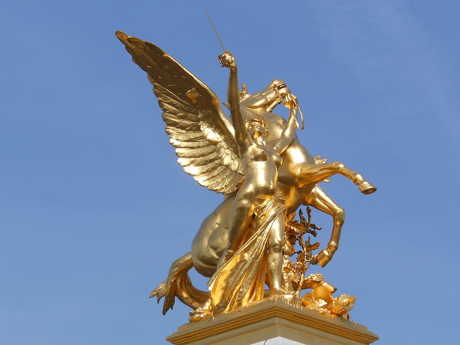 alexandre iii bridge, paris, statue, city, art and craft, sculpture HD wallpaper