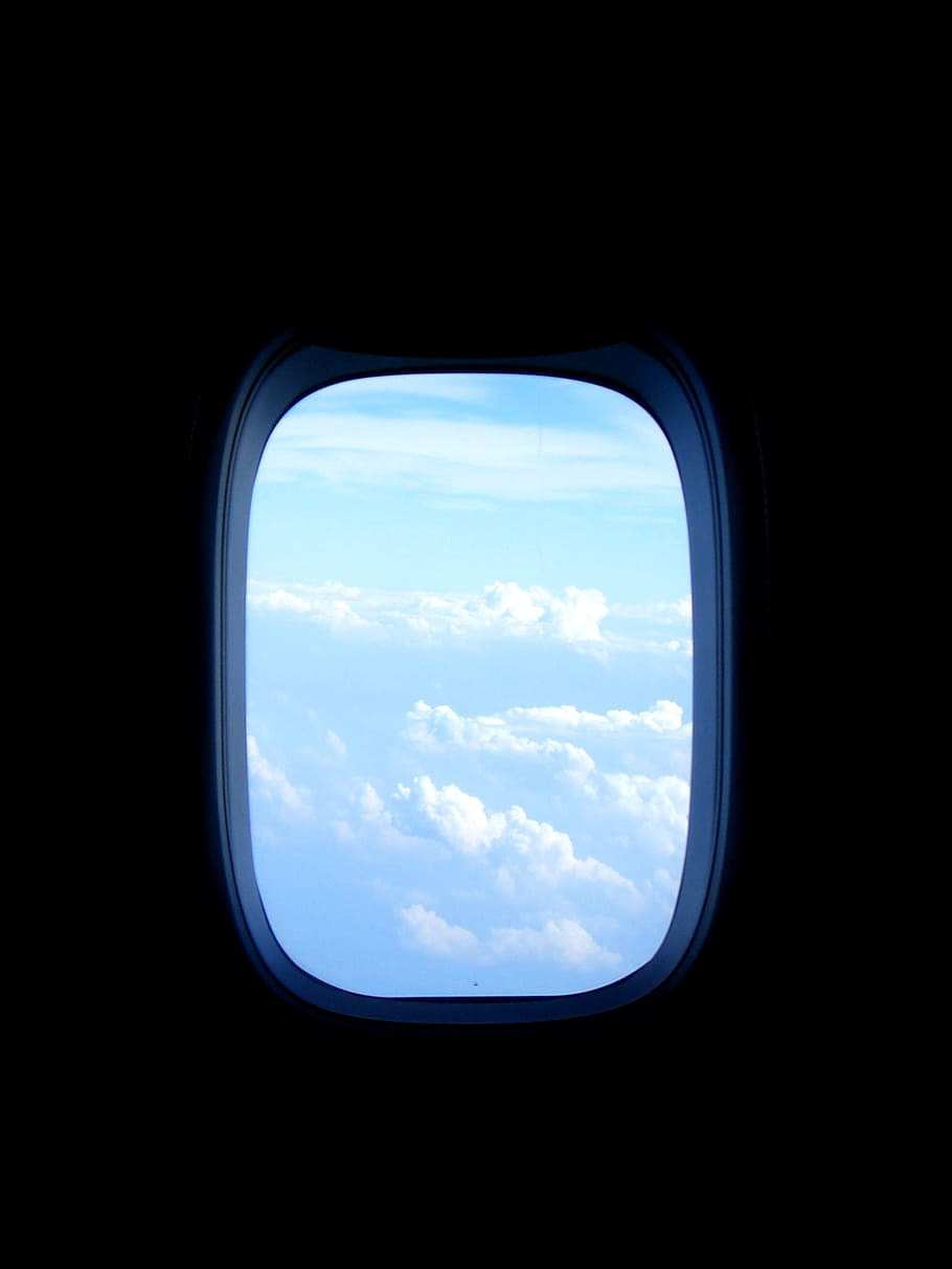 Aircraft, Window, Fly, Clouds, Sky, Blue, view, flyer, outlook HD wallpaper