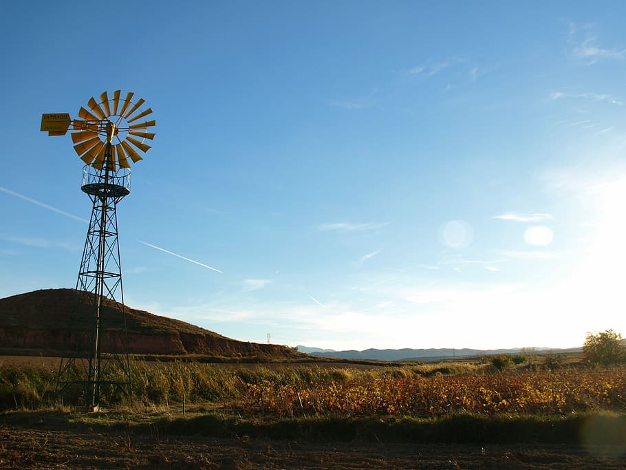Windmill, Field, Irrigation, Well, Tower, wind power, wind turbine HD wallpaper