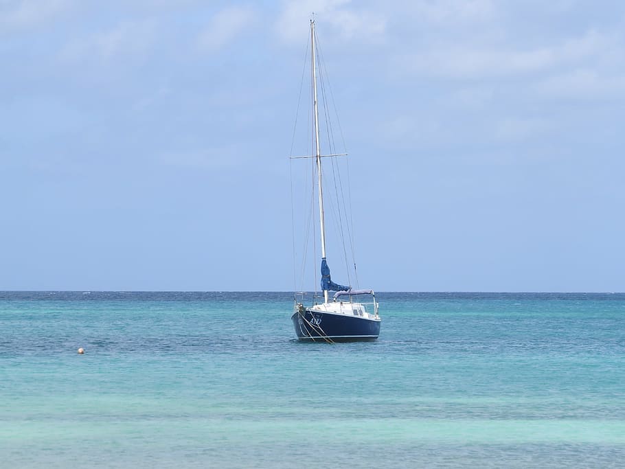 boat, ocean, sea, beach, fishing, water, blue, sky, nautical vessel HD wallpaper