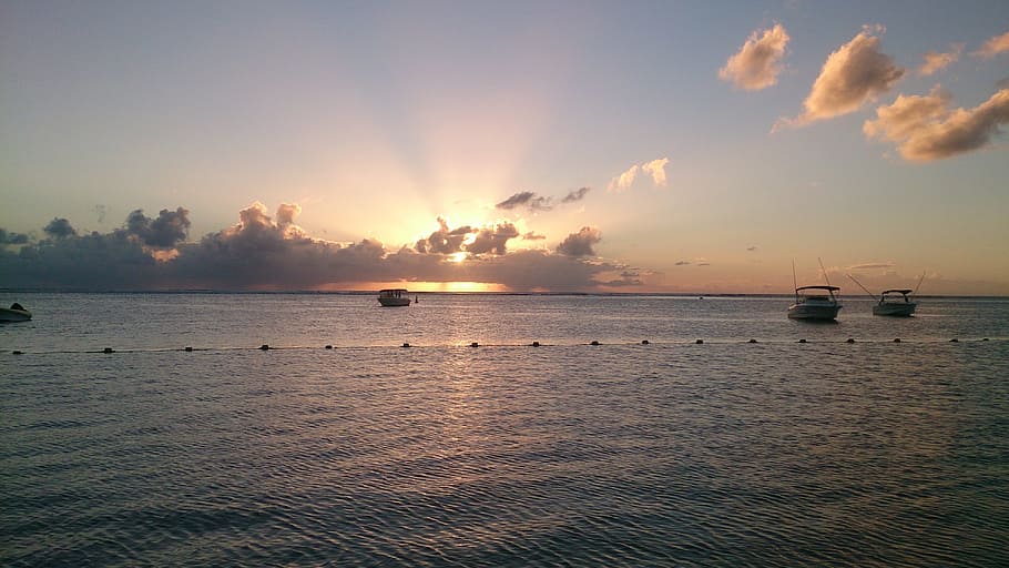 sunset, sea, ocean, sunny, coast, water, nature, travel, horizon HD wallpaper