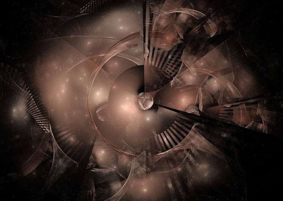 architectural photography of brown spiral stairs, Fractal, Design HD wallpaper