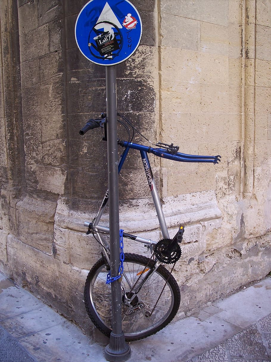 Bicycle, Route, Chains, Old, Street, Street Sign, parking, transportation HD wallpaper