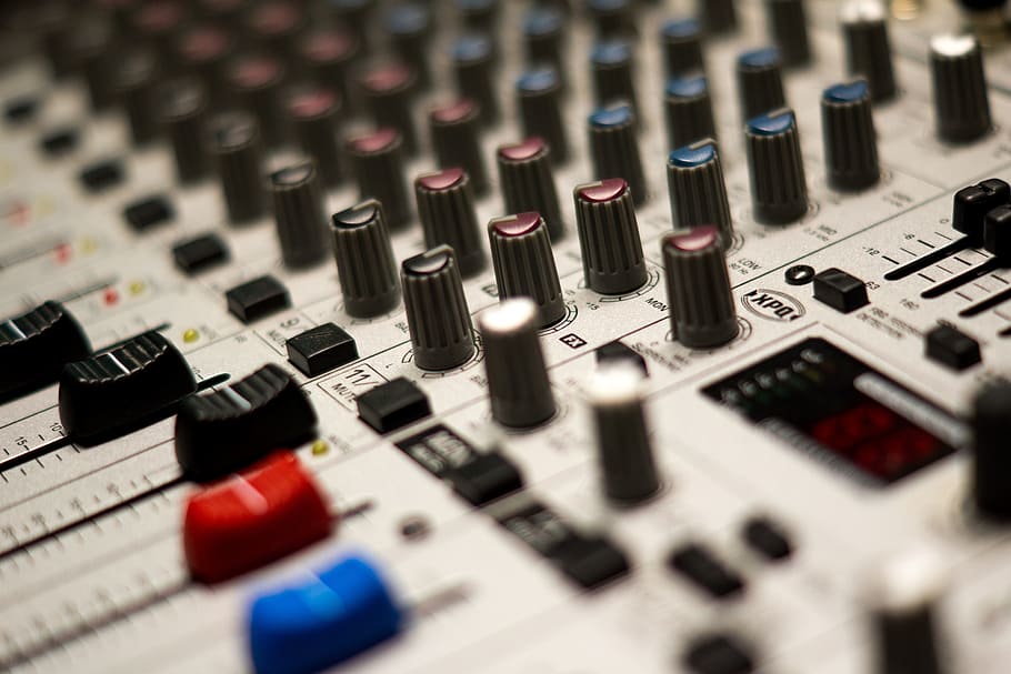 selective focus closeup photography of gray audio mixer, music, HD wallpaper