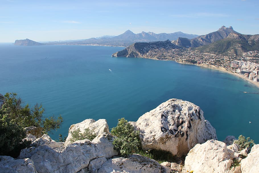 rocks on body of water, calpe, alicante, spain, beauty in nature