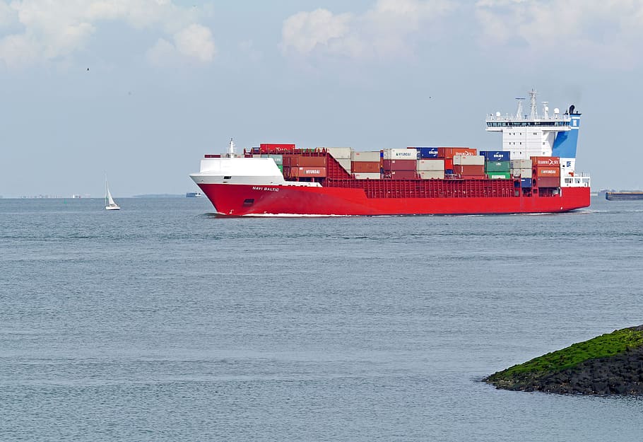 container freighter, westerschelde, waters, sea, ship, phased out, HD wallpaper