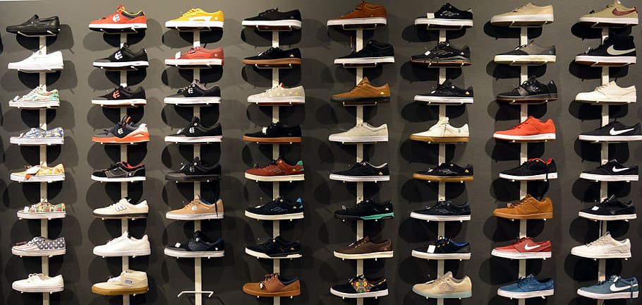boots, sneakers, trade, in a row, large group of objects, no people HD wallpaper