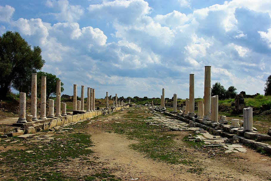 Ruin, Columnar, Side, Turkey, Temple, ancient times, antique HD wallpaper