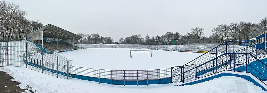stadium, football pitch, snow, winter, cold - Temperature, outdoors, HD wallpaper