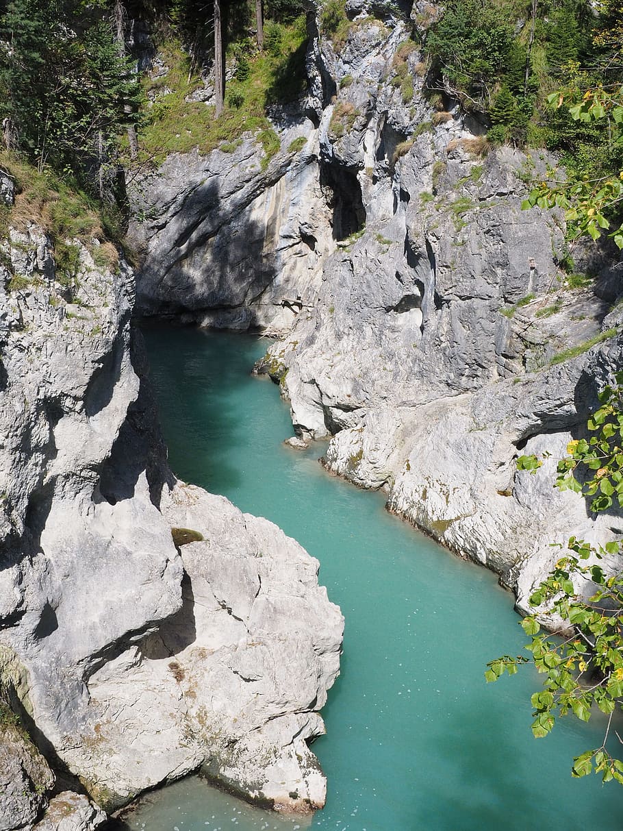 lech, river, water, clammy, füssen, canyon, gorge, bavaria HD wallpaper