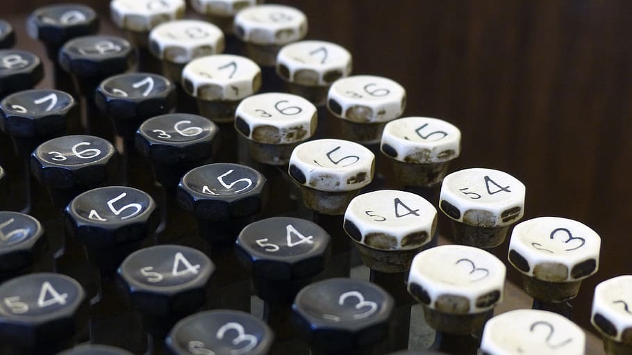 close up black and white cash register, vintage, adding, machine HD wallpaper