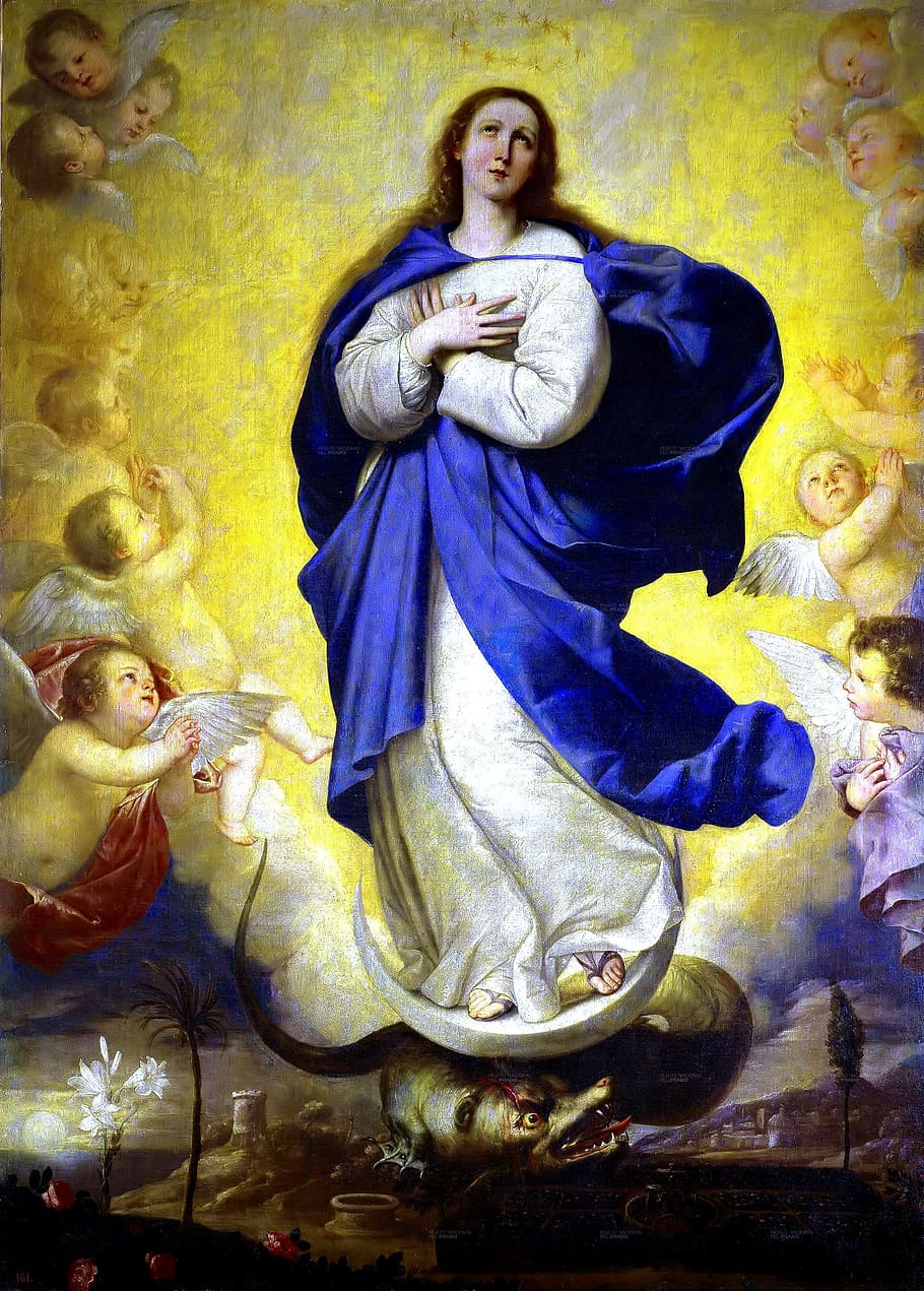 religious illustration, maria, immaculate, catholic, art and craft HD wallpaper
