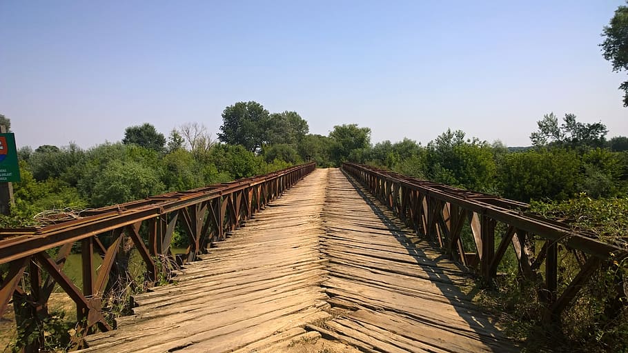 bridge, river, summer, slovakia, tree, plant, connection, the way forward HD wallpaper