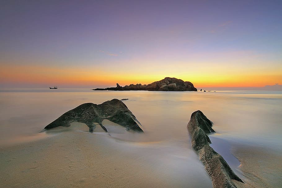 white, sand, beach, sea, water, cliff, sky, cloud, sunset, travel HD wallpaper