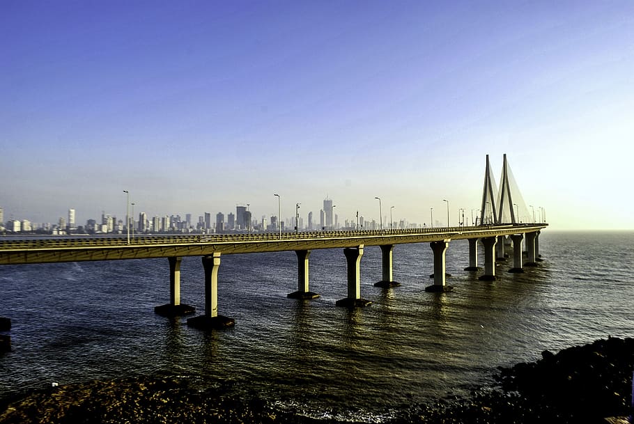 Rajiv gandhi sea link in Mumbai, India, bombay, city, docks, photos