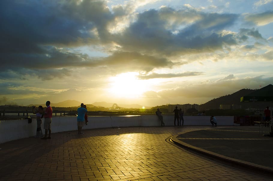 sunset, helmet, sunday, sky, cloud - sky, group of people, real people HD wallpaper