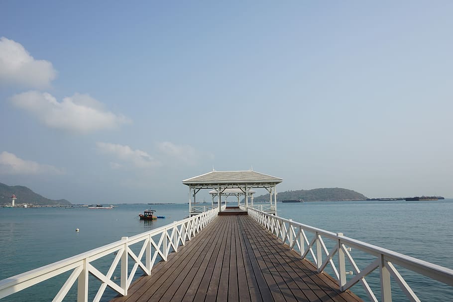 Sea, Ocean, Thai, pier, water, sky, bridge - man made structure HD wallpaper