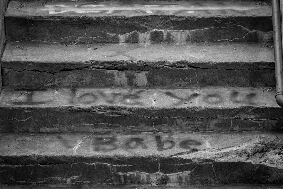 Me Too!, grayscale photography of cracking concrete stairs, steps HD wallpaper