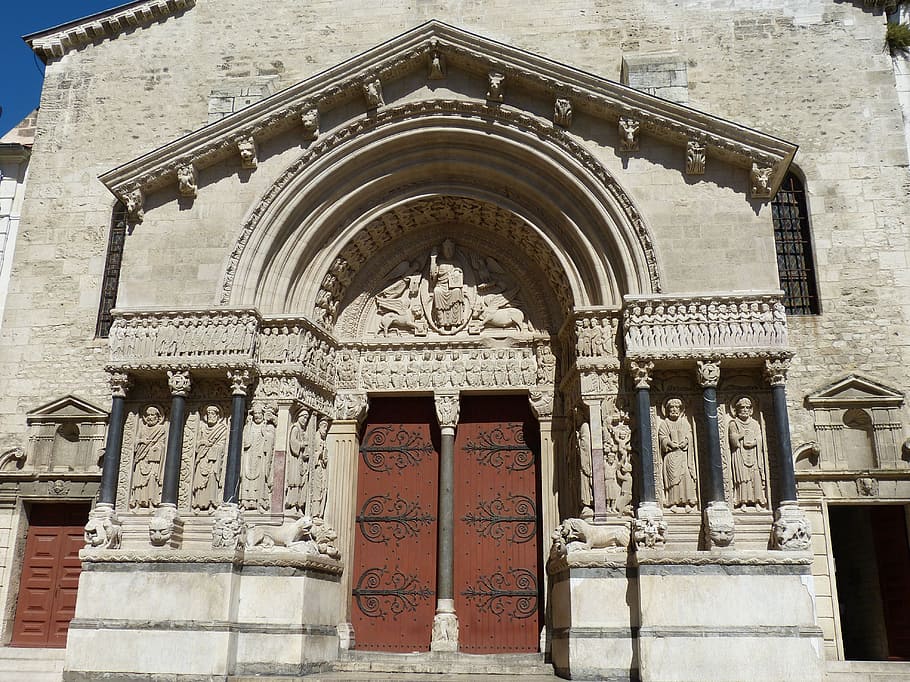 Arles, Cathedral, Facade, France, old town, rhaeto romanic