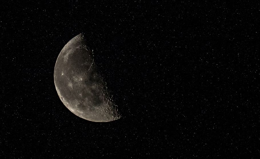 half moon wallpaper, photo, planet, space, sky, night, galaxy HD wallpaper