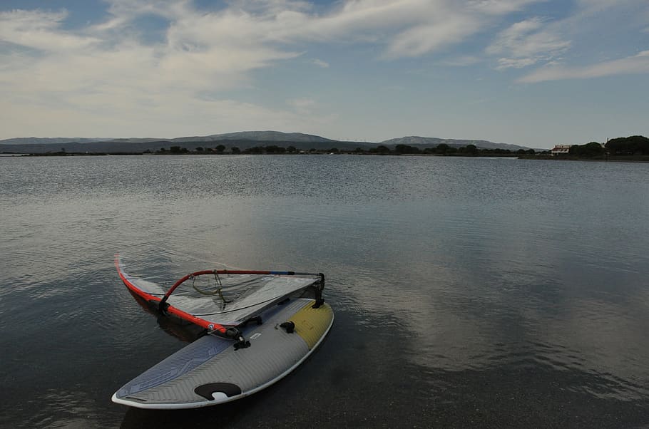 windsurfing, pond, nature, water, nautical vessel, cloud - sky HD wallpaper