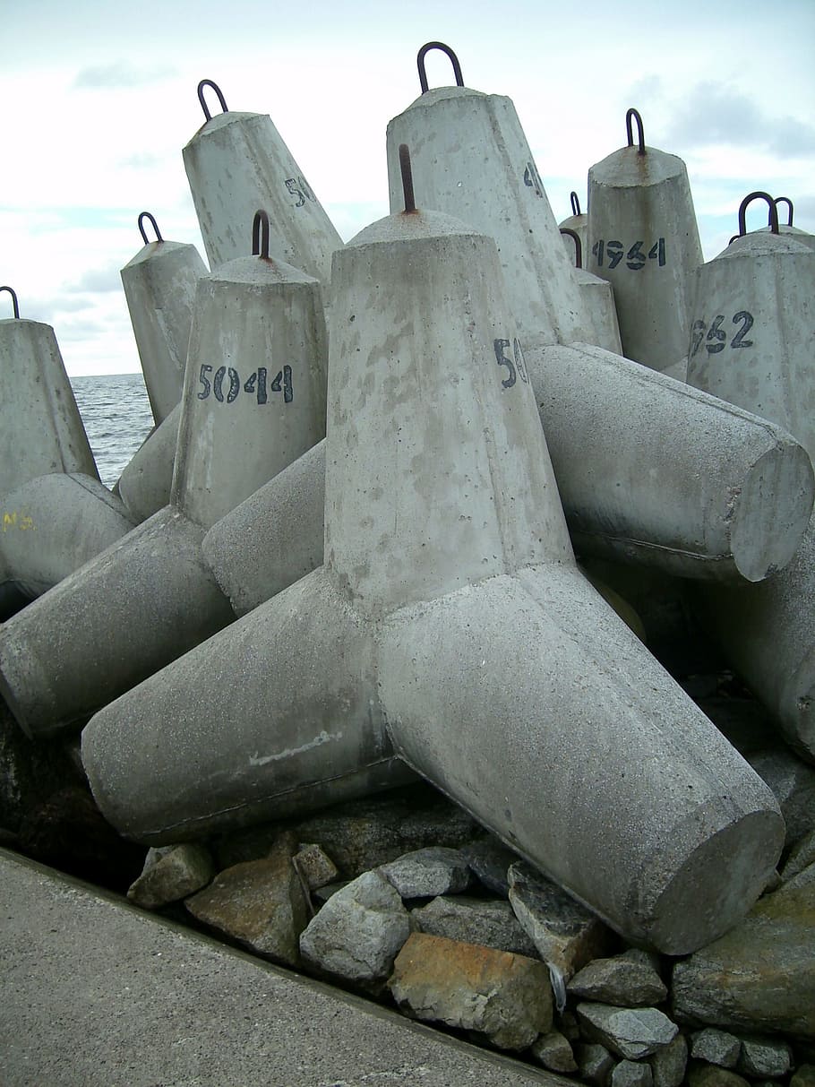 Components, Concrete, Breakwater, Mole, baltic sea, port, war HD wallpaper