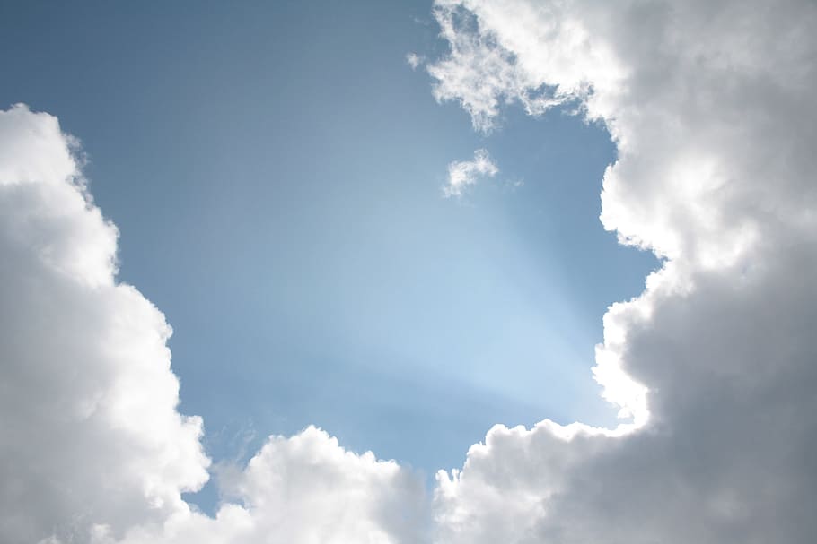 blue sky, clouds, sun clouds, air, day, cloud - sky, cloudscape HD wallpaper