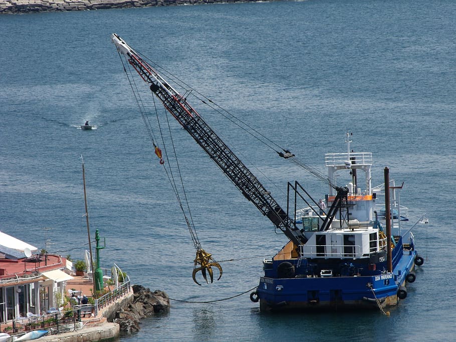 barge, boat, cliff, transportation, water, nautical vessel HD wallpaper