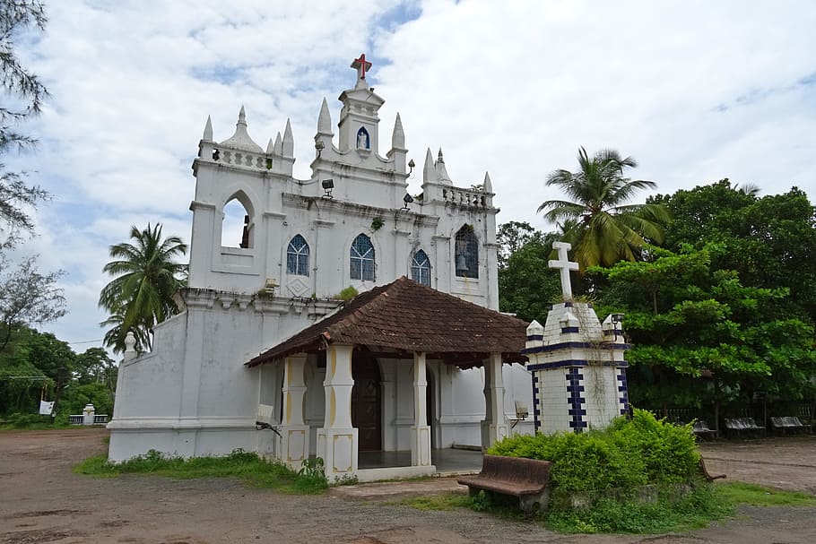 church, architecture, religion, christianity, goa, india, built structure