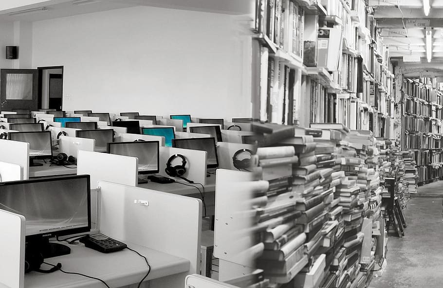 class, room, school, technology, large group of objects, stack HD wallpaper
