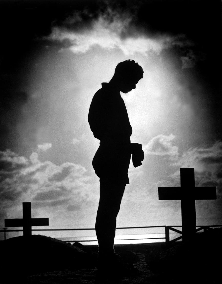 Free download | HD wallpaper: silhouette of man standing beside cross ...