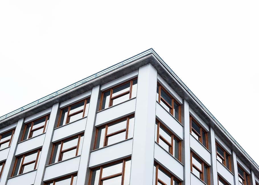 architecture, building, glass, perspective, windows, building Exterior HD wallpaper