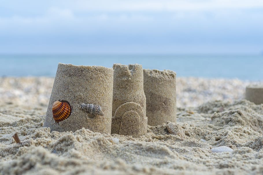 Sand, Tower, Shell, Sea, Beach, sand tower, nature, seashell HD wallpaper