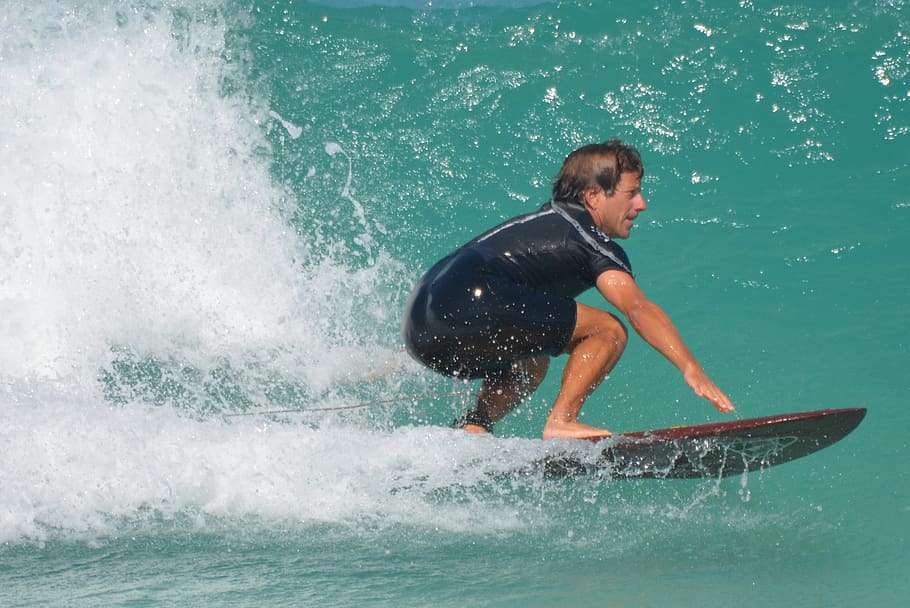 sea, ocean, people, man, surfboard, sports, waves, action, motion HD wallpaper