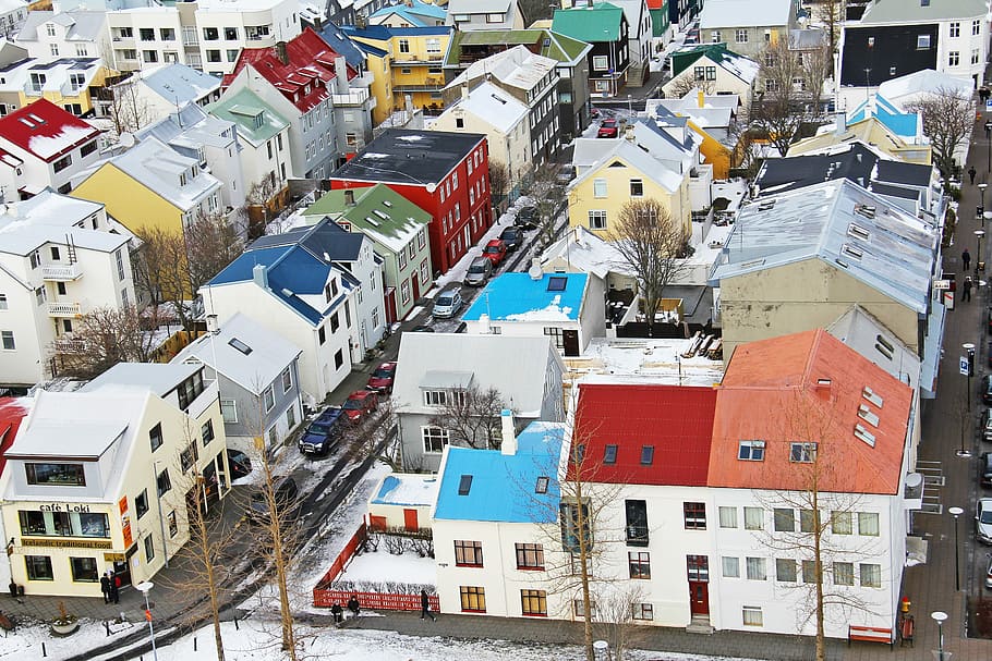 View, Icelandic, Houses, From The Top, top view, icelandic houses, HD wallpaper