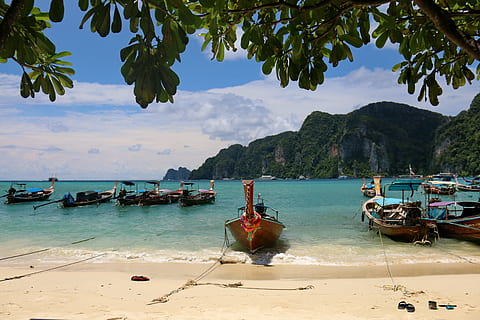 phi phi islands, krabi, thailand, nautical vessel, water, sea HD wallpaper