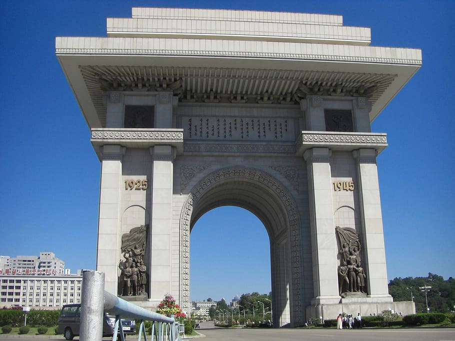 north korea, the arc de triomphe, pyongyang, building, gate