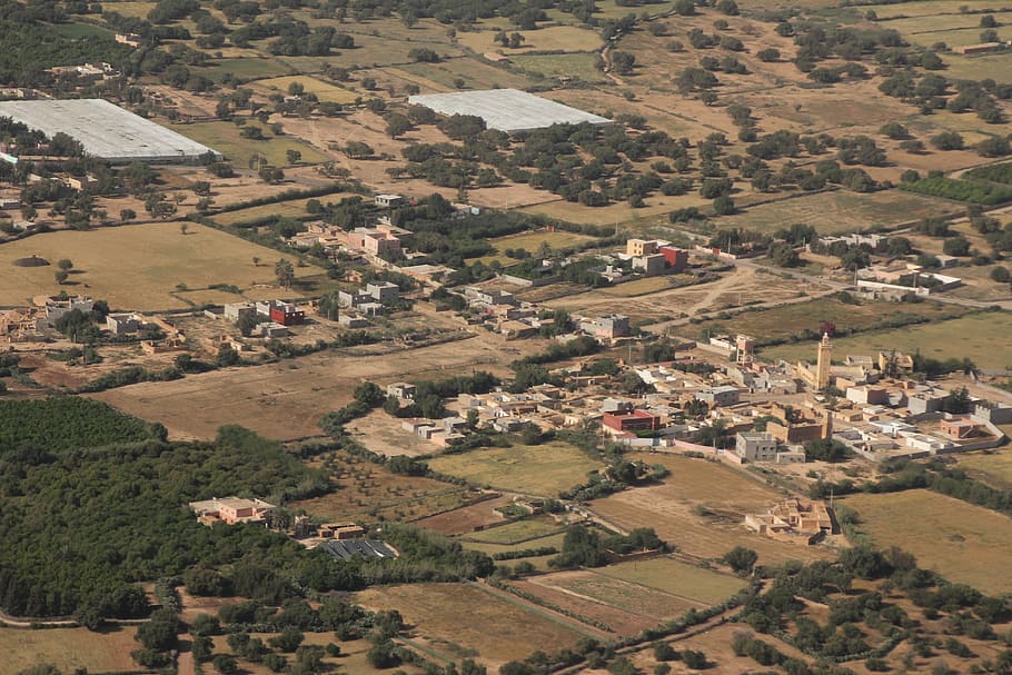 agadir, landing, overview, fields, strawberry greenhouse, environment HD wallpaper