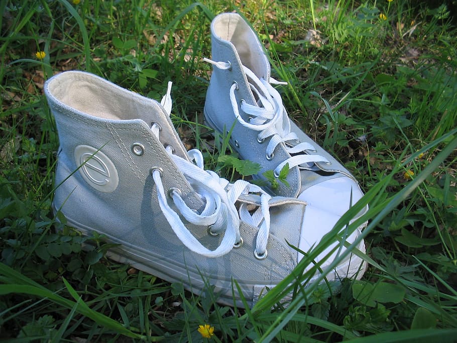 boots, summer, grass, green, shoelace, plant, pair, high angle view HD wallpaper