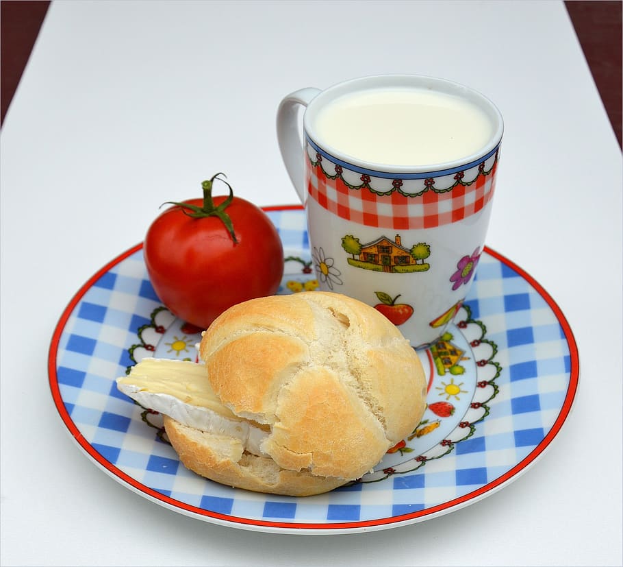 french cheese, bread, milk, breakfast, food, tomato, food and drink HD wallpaper