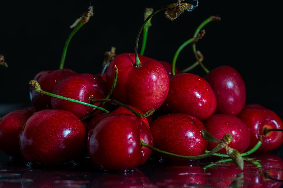 round red fruits, cherries, sweet, food, rico, color, freshness HD wallpaper