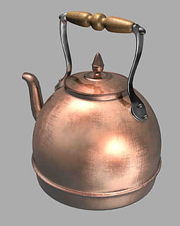 brass kettle on gray surface, copper, kitchen, water, shiny HD wallpaper