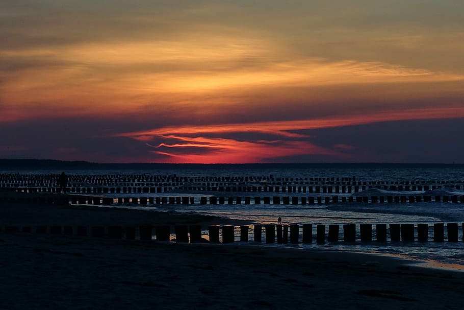 sunset, waters, dusk, sky, sea, cloud - sky, beauty in nature HD wallpaper