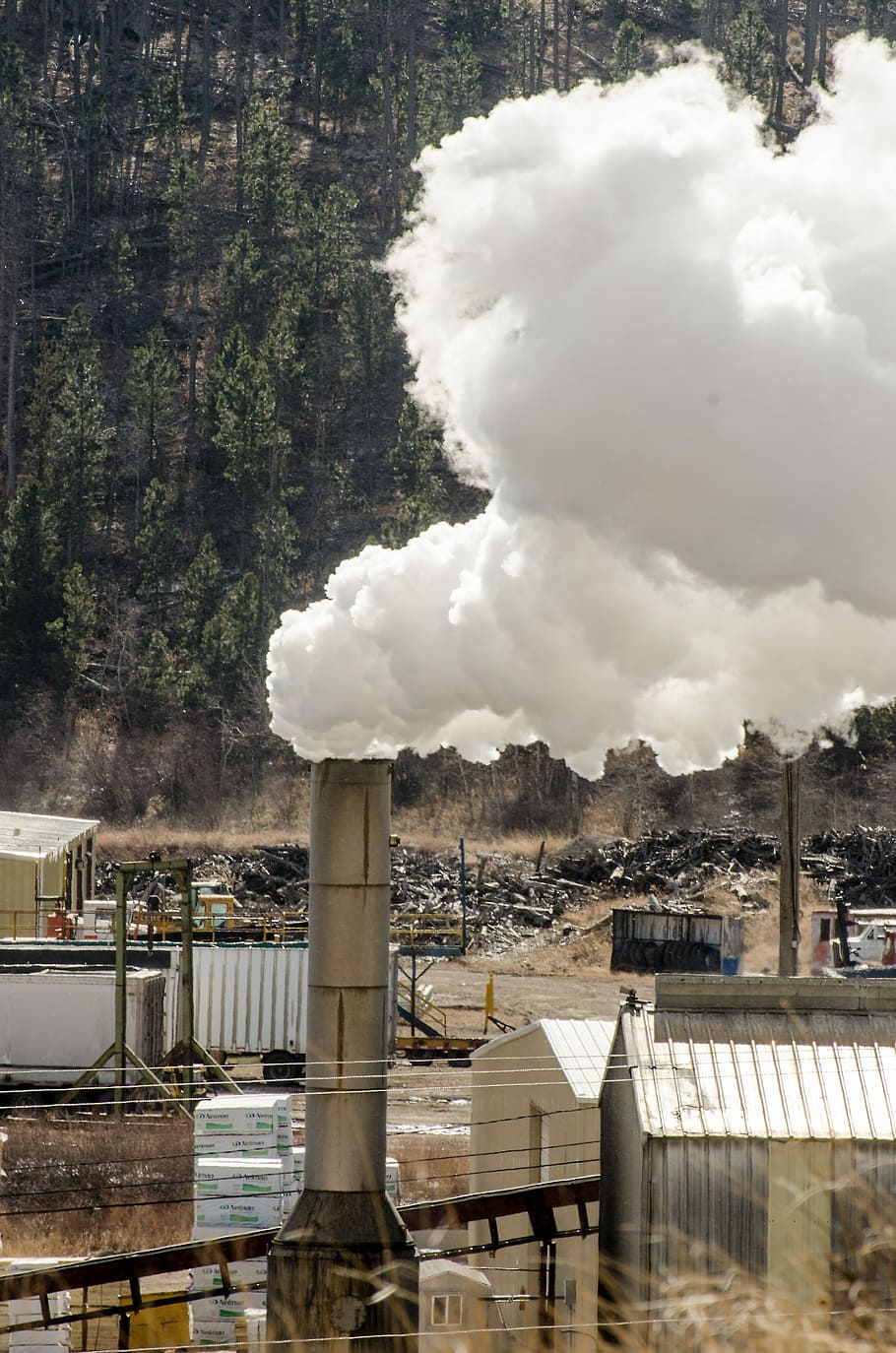 Sawmill, Smokestack, sawmill smokestack, chimney, lumber, logging, HD wallpaper