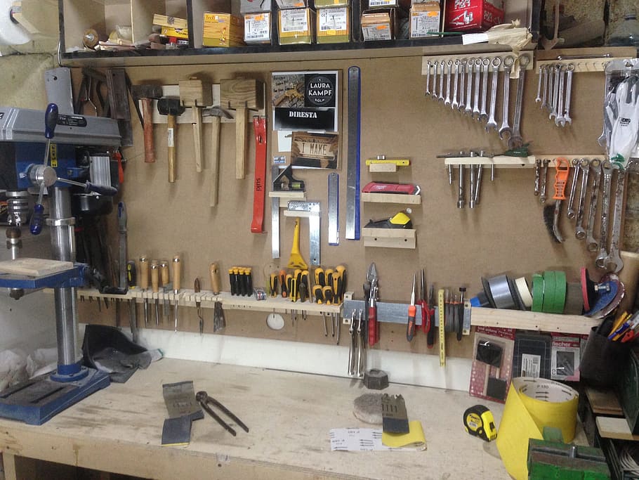 Wall, Tool, Workshop, industry, indoors, working, equipment HD wallpaper