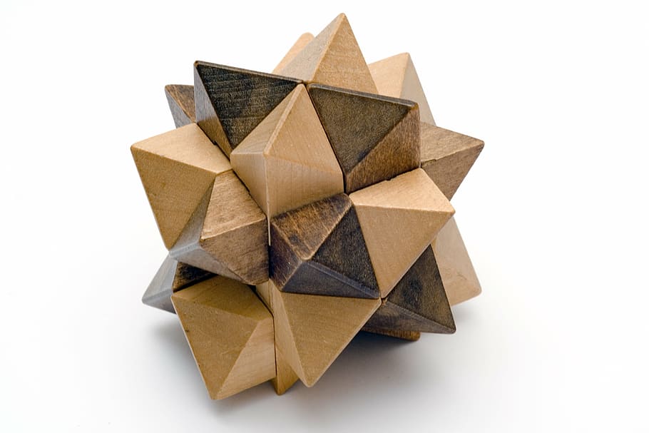 brown and beige ornament, puzzle, wood, textures, structure HD wallpaper