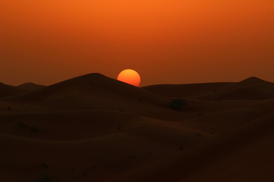 sunset, desert, dawn, evening, twilight, sky, scenics - nature HD wallpaper